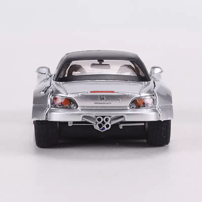 Rhino Model 1:64 Honda S2000 AP2 Convertible Wide Body Silver Openable Front Hood Detailed Engine with Extra Hard Roof for Replacement