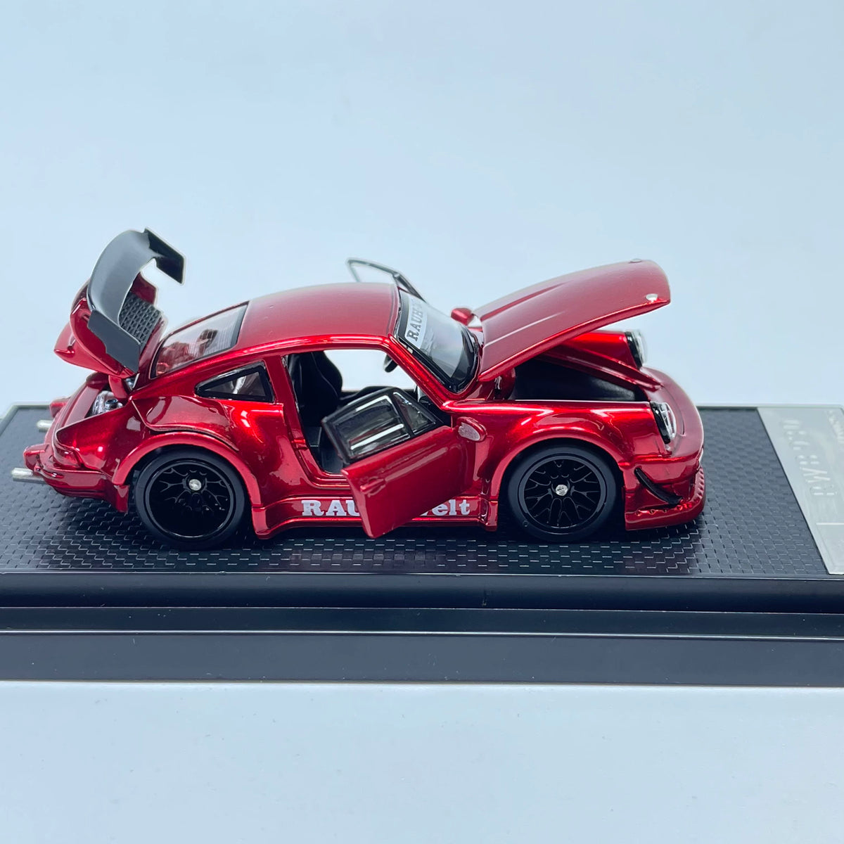 FG 1:64 RWB 930 Wide Body GT Wing Transparent Red Openable Front Rear Hoods and All Doors