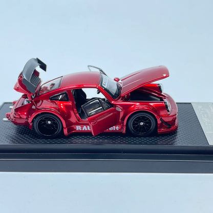 FG 1:64 RWB 930 Wide Body GT Wing Transparent Red Openable Front Rear Hoods and All Doors