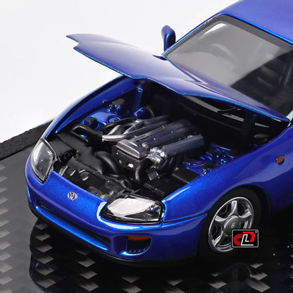 LCD 1:64 Toyota Supra Mk4 A80 Blue Official Licensed Openable Front Hood Detailed Engine