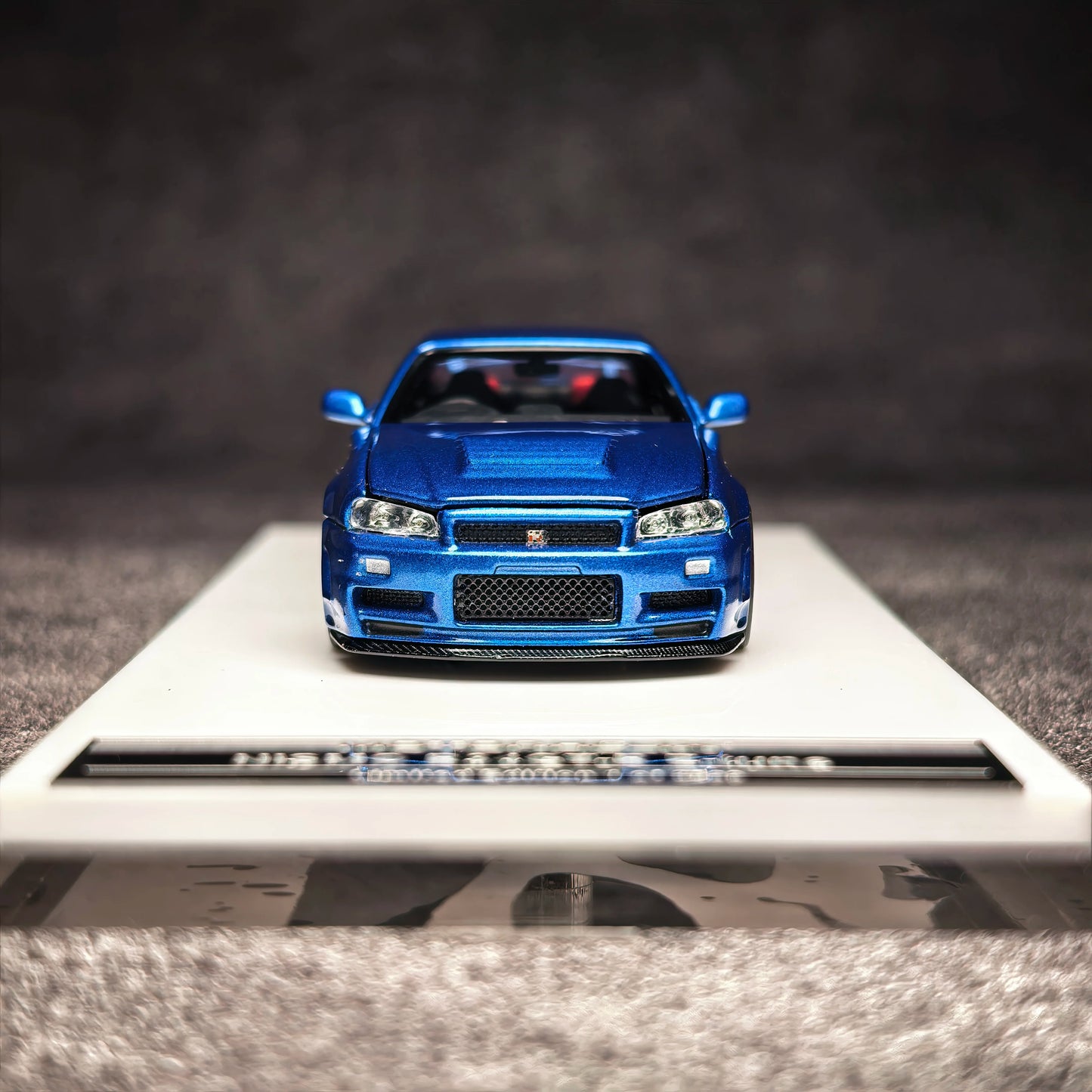 Motorhelix 1:64 Nissan Skyline GT-R R34 Nismo Z-Tune Bayside Blue Openable Front Hood Detailed Engine Official Licensed (Premium Box Packaging)