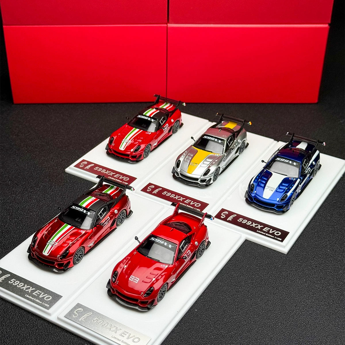 SK Model 1:64 Ferrari 599XX EVO Circuit Edition - #52 Metallic Red in Premium Box Packaging