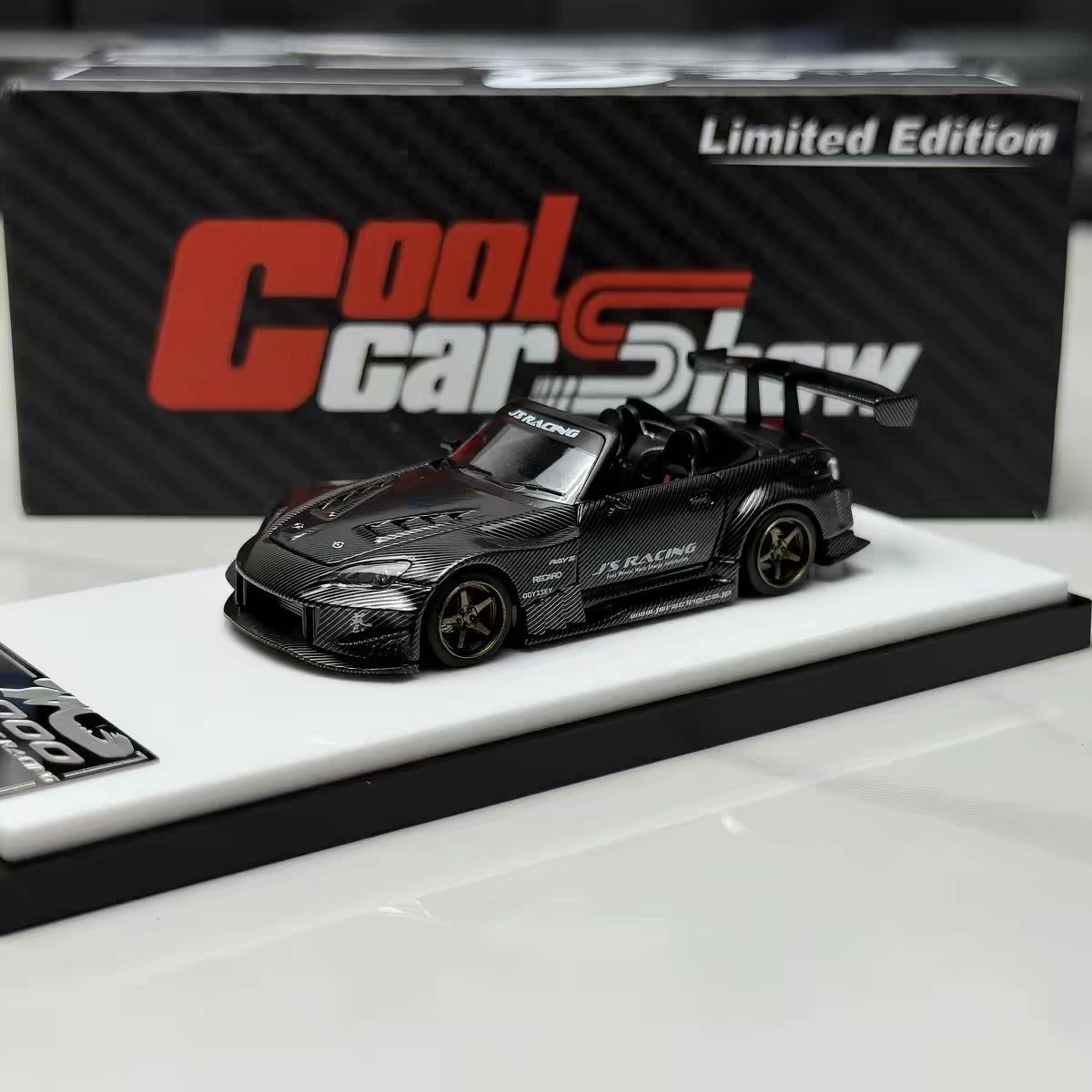 Micro Turbo 1:64 Honda S2000 AP1 J's Racing Custom Carbon Black China Cool Car Show 2026 Special Edition (Openable Engine Hood + Removable Engine + Magnetic Removable Wing)