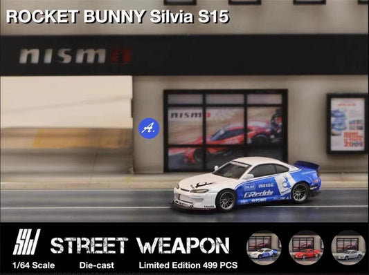 Street Weapon 1:64 Nissan Sliver S15 Rocket Bunny Blue and White
