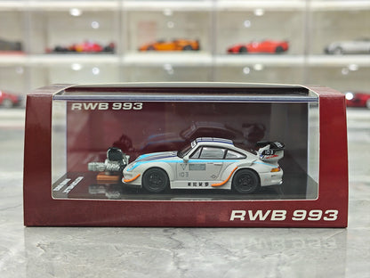 Motorhelix 1:64 RWB 993 Motozolo Grey Includes Magnetic Air-Cooled Engine Display Model