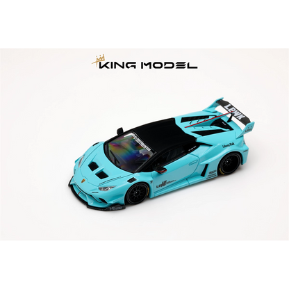 King Model 1:64 Lamborghini Huracan LP610-4 LBWK Wide Body Custom Openable Engine Hood Detailed Engine - Metallic Tiffany Blue