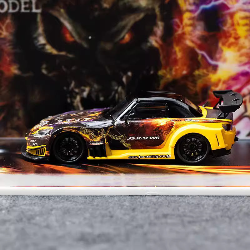 [Premium Resin Model] MJ Model 1:64 Honda S2000 AP1 J's Racing Custom Black-Yellow with Diorama Packaging