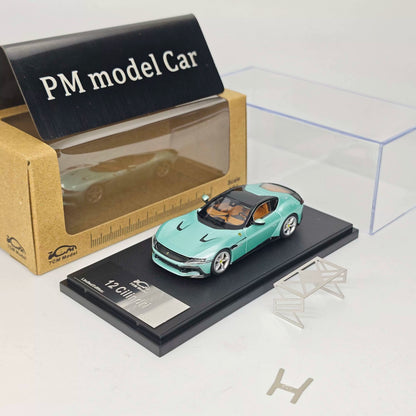 7CM Model 1:64 12Cilindri Hard Top Coupe Celeste Trevi Green Openable Front Good Detailed Engine