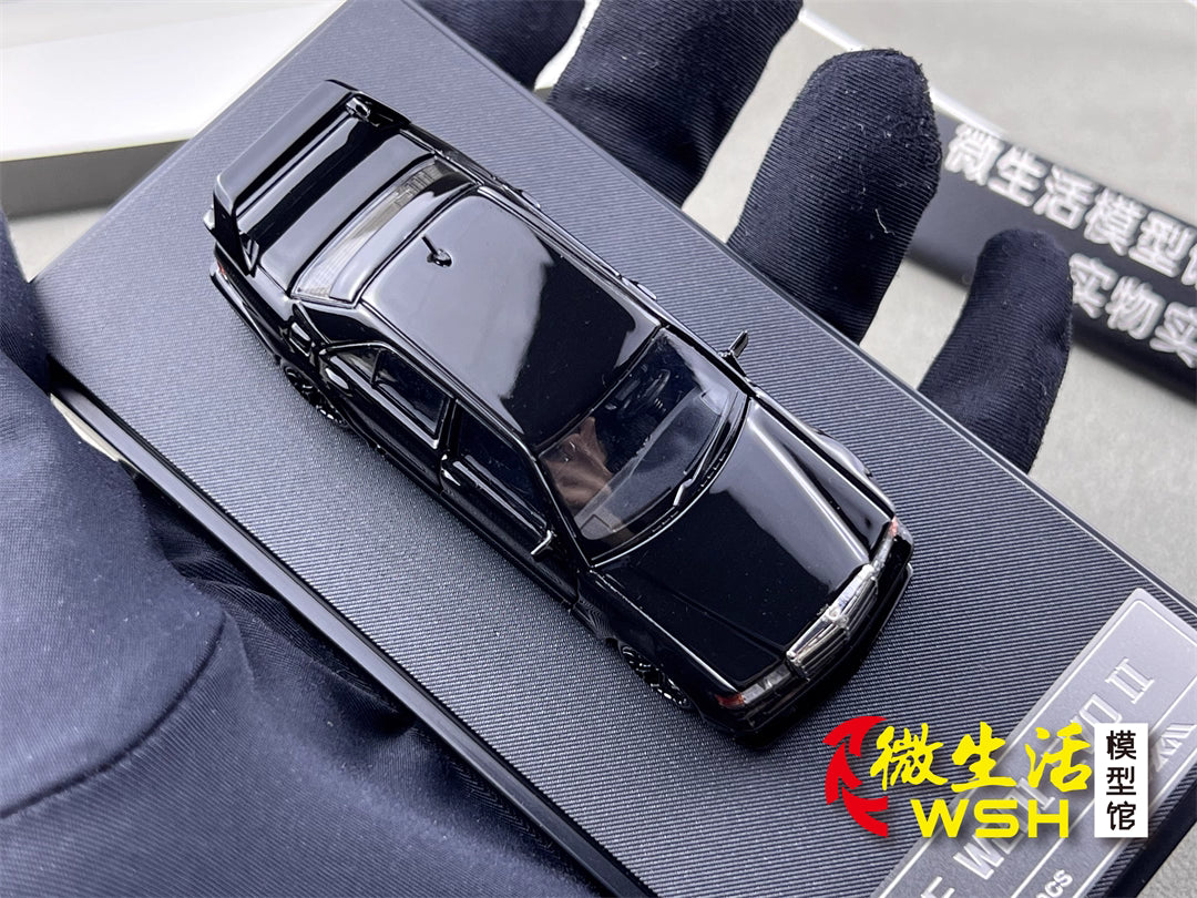 HKM 1:64 Mercedes-Benz 190E W201 2.5-16 EVO II Restmod Custom Gloss Black Limited 999 Pieces