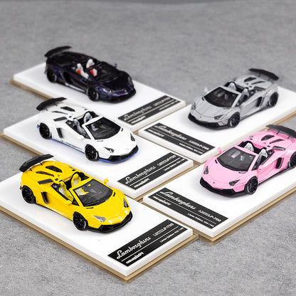 [Premium Resin Model] Fine Works 1:64 Lamborghini Aventador LP700-4 Roadster Convertible Liberty Walk Edition Combat Grey Limited to 199 Pieces