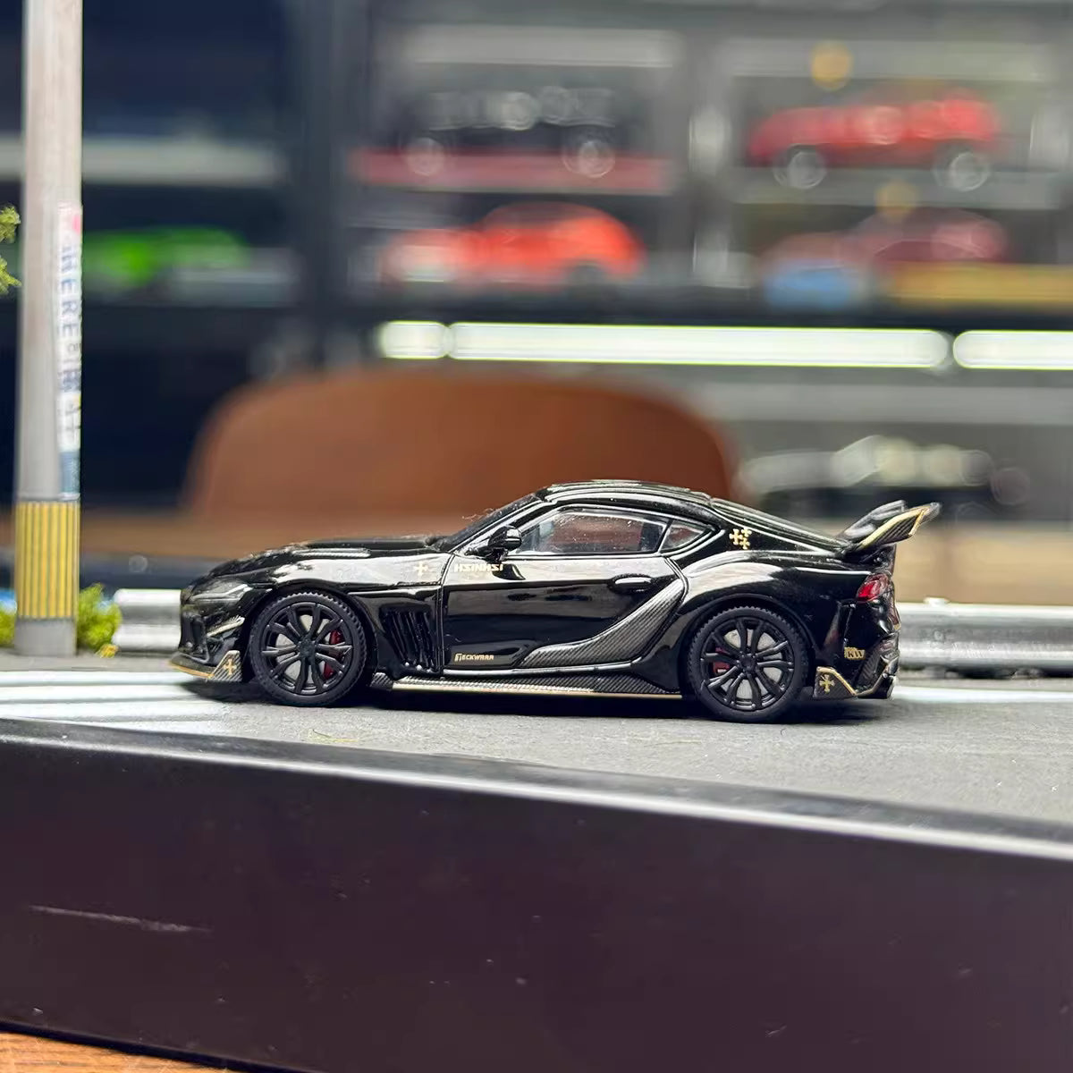 Pop Race X Enigma 1:64 Toyota GR Supra A90 MK5 Darwin PRO 66G NWB Midnight Black in Blister Packaging (PRE013)
