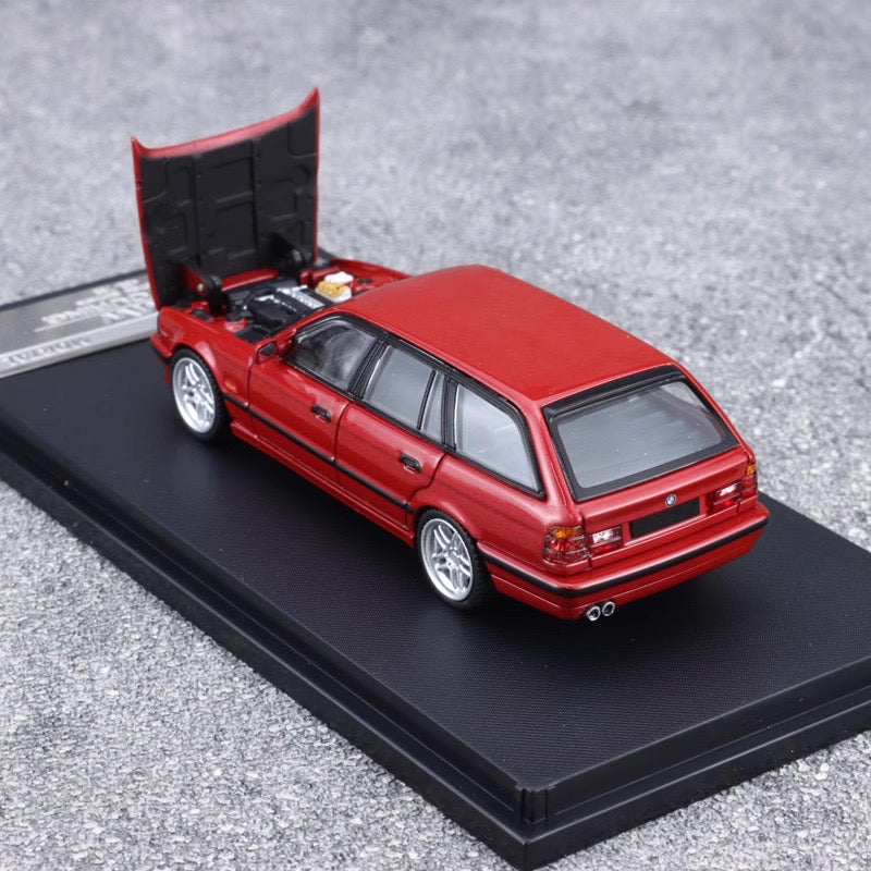Mortal BMW 5 Series E34 Wagon Rose Red Ordinary Stance Openable Front Hood Detailed Engine Limited 799 Pieces