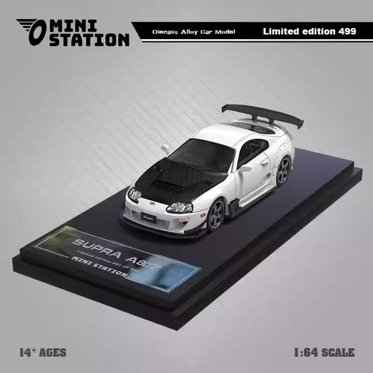 Mini Station 1:64 Toyota Supra A80Z White with Black Carbon Hood
