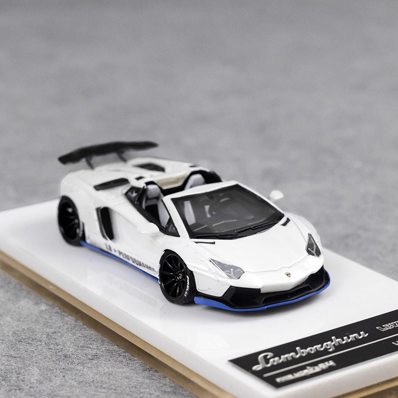 [Premium Resin Model] Fine Works 1:64 Lamborghini Aventador LP700-4 Roadster Convertible Liberty Walk Edition Pearl White Limited to 199 Pieces