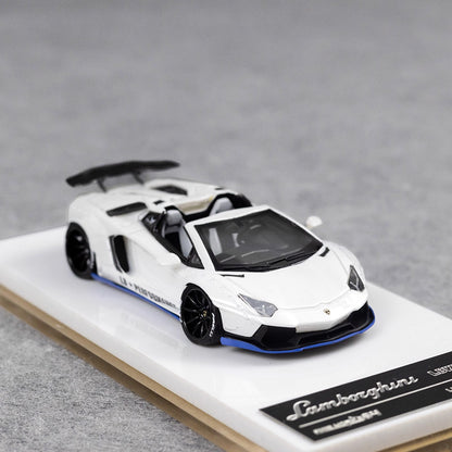 [Premium Resin Model] Fine Works 1:64 Lamborghini Aventador LP700-4 Roadster Convertible Liberty Walk Edition Pearl White Limited to 199 Pieces