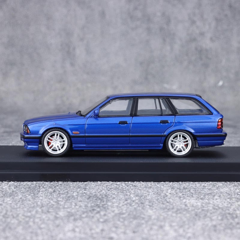 Mortal BMW 5 Series E34 Wagon Pearl Blue Ordinary Stance Openable Front Hood Detailed Engine Limited 799 Pieces