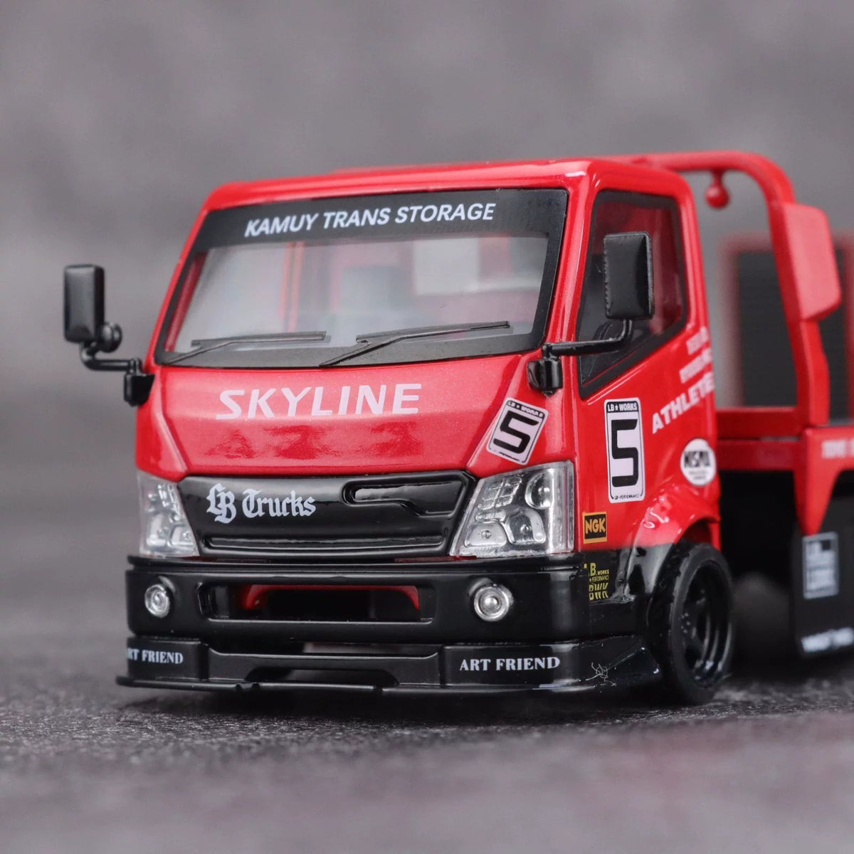 Mega Gear 1:64 Hino 300 Series MK2 Custom Extendable Tow Truck Flat bed #5 Liberty Walk LB Truck Super Silhouette Red Black Livery