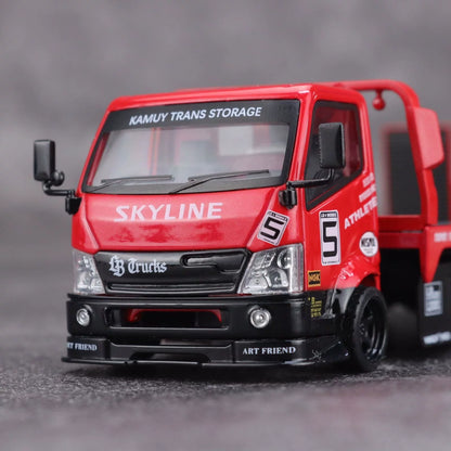 Mega Gear 1:64 Hino 300 Series MK2 Custom Extendable Tow Truck Flat bed #5 Liberty Walk LB Truck Super Silhouette Red Black Livery