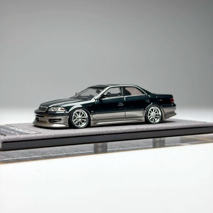Mortal 1:64 The Ridge Mark II JZX100 Dark Green Metallic / Gun Metallic Openable Front Hood Detailed Engine in Premium Box Packaging
