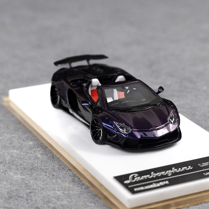 [Premium Resin Model] Fine Works 1:64 Lamborghini Aventador LP700-4 Roadster Convertible Liberty Walk Edition Magic Purple Limited to 199 Pieces