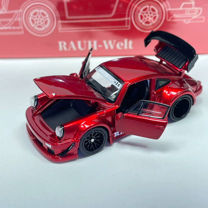 FG 1:64 RWB 930 Wide Body GT Wing Transparent Red Openable Front Rear Hoods and All Doors