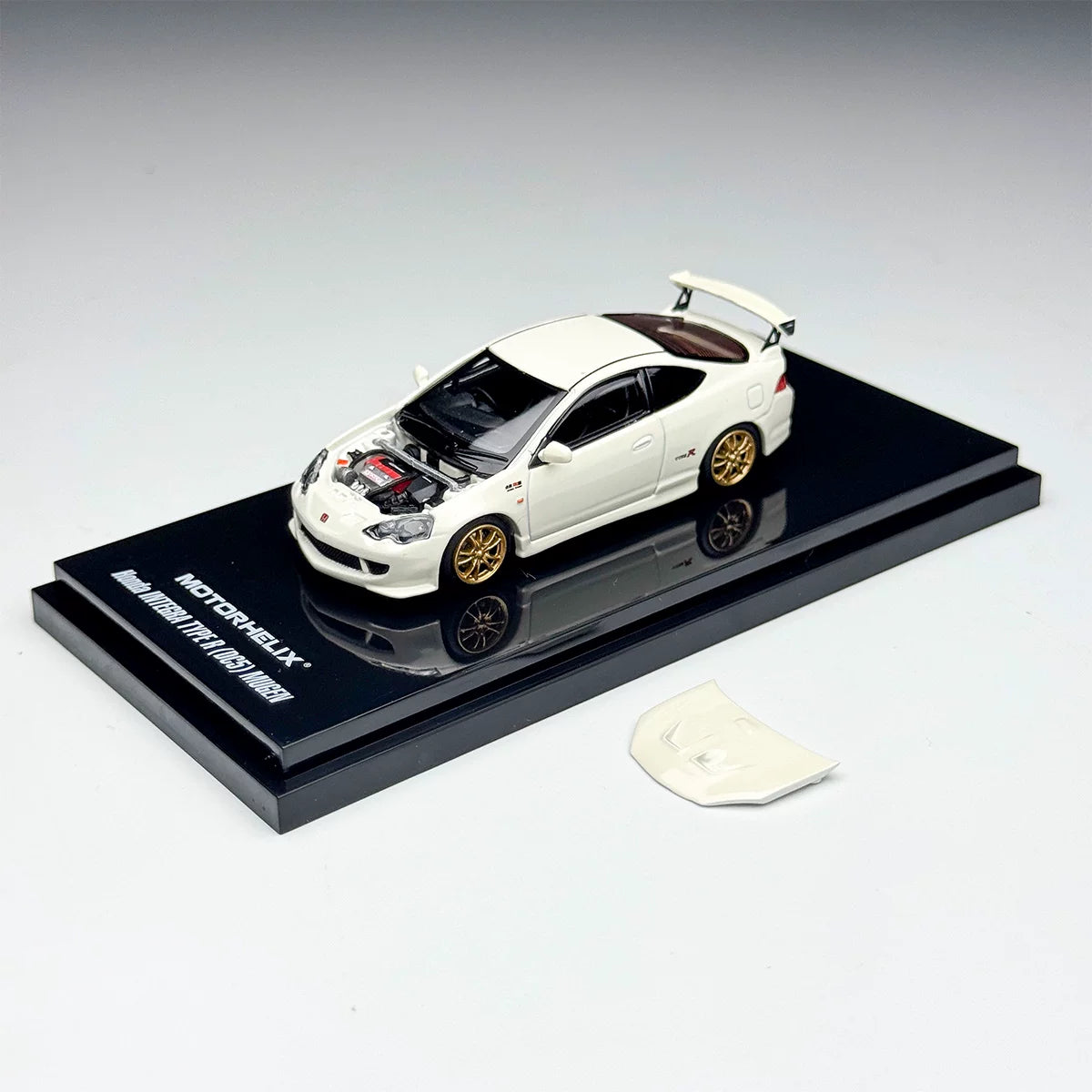 Motorhelix 1:64 Honda Mugen Integra Type-R DC5 championship White Openable Front Hood Detailed Engine - Honda & Mugen Duel Official Licensed