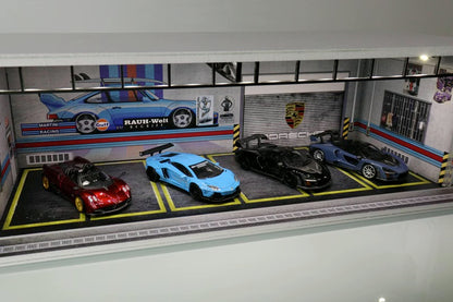 G-Fans 1/64 Porsche RWB Garage Car Park LED light Diorama w/ acrylic cover