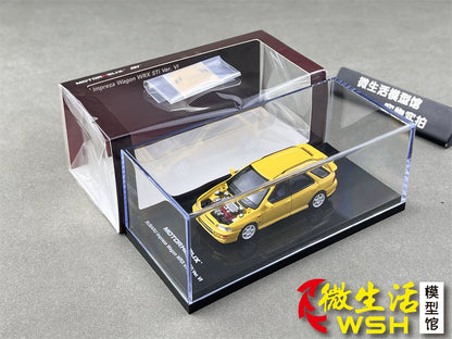 Motorhelix 1:64 Subaru Impreza Wagon WRX STi Ver. VI GF8 Cashmere Yellow Openable Front Hood Detailed Engine Official Licensed
