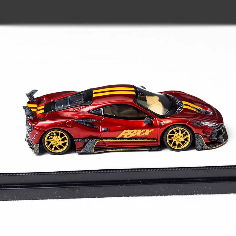 Aurora Model 1:64 Ferrari F8 F8XX Mansory Custom Metallic Red with Model Girl Figure