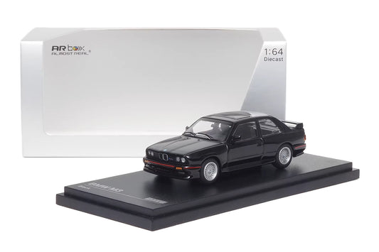 AR Box 1:64 BMW M3 MK1 E30 3 Series Sedan Black with Red Line Included Individual Numbered Collector Card BMW Official Licensed (630101001)