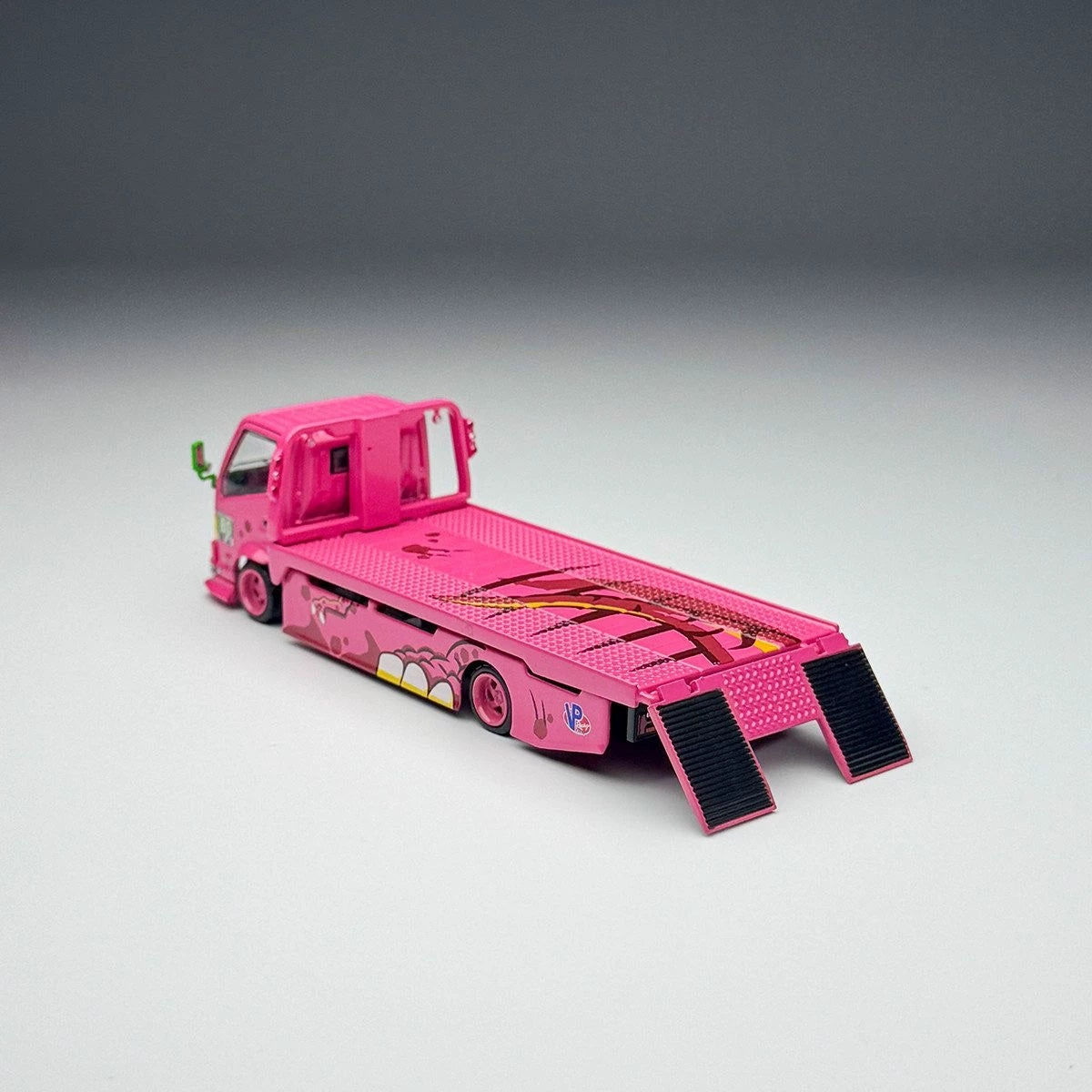 Top Lux X Star Race 1:64 H300 Rollback Tow Truck Extendable Flat Bed + 911 GT3 R Tyrannosaurus Roxy Pink (Full Set)