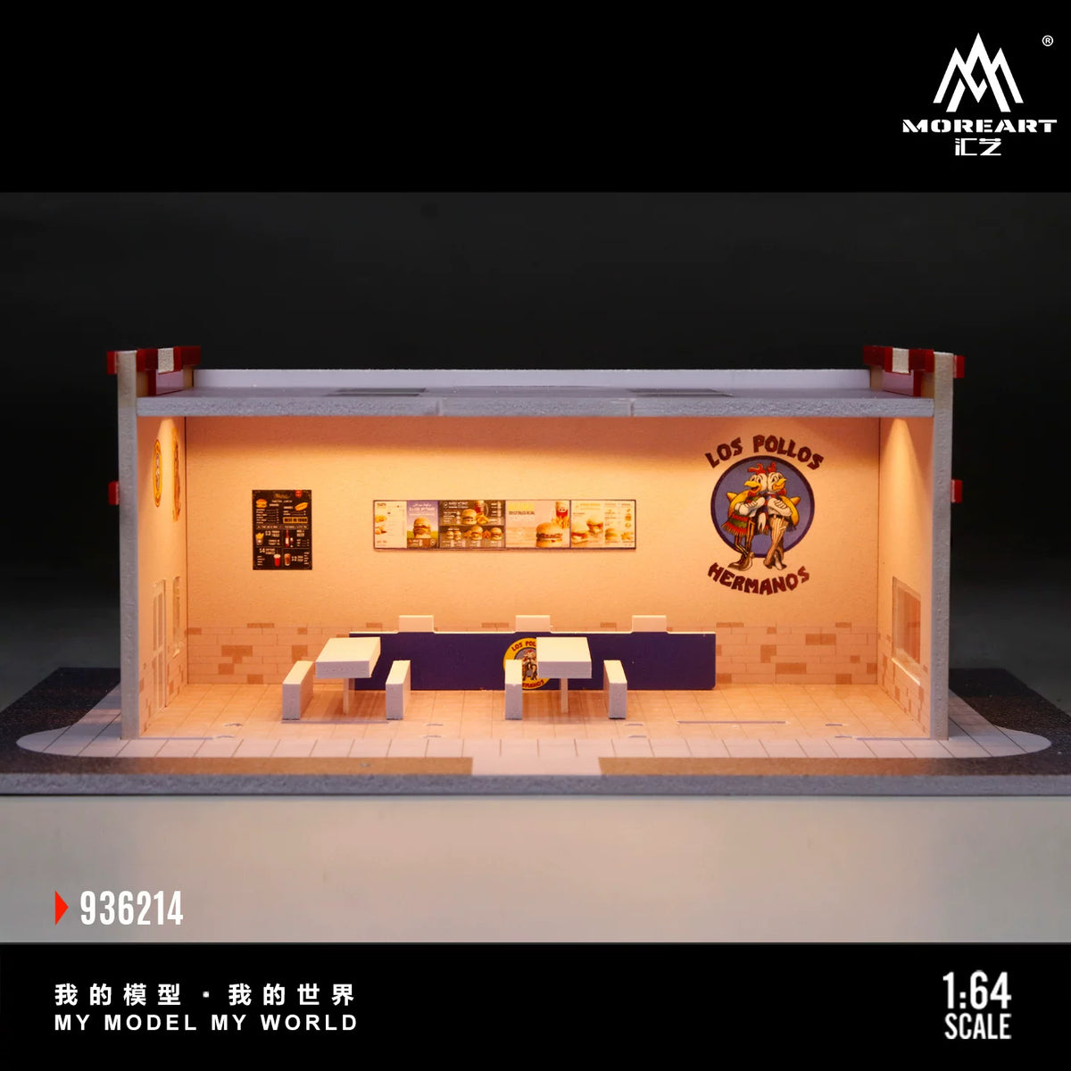 MoreArt 1:64 Los Pollos Hermanos Breaking Bad Fried Chicken Restaurant LED Light Diorama
