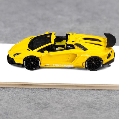 [3 Cars Bundle] Mini GT 1:64 Porsche 911 GT3 R #77 AO Racing 2025 IMSA Petit Le Mans in Paper Box Packaging (MGT01143-CH)  + [Premium Resin Model] Fine Works 1:64 Aventador LP700-4 Yellow + Fine Works 1:64 Camaro Transformers Full Black