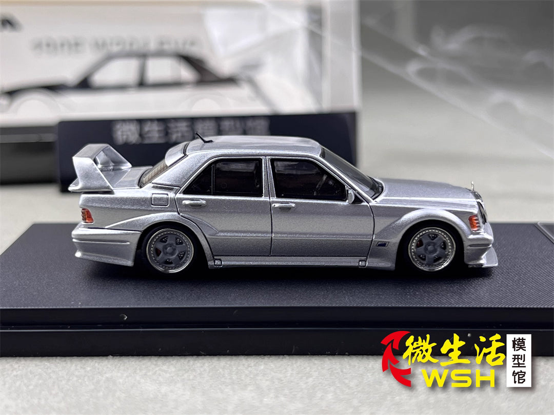HKM 1:64 Mercedes-Benz 190E W201 2.5-16 EVO II Restmod Custom GT Silver Limited 999 Pieces