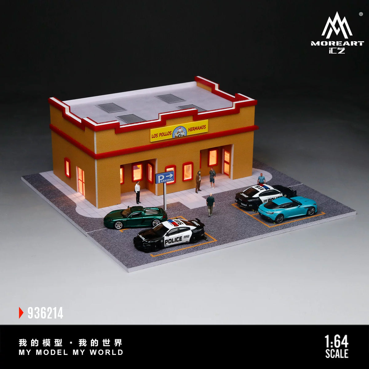 MoreArt 1:64 Los Pollos Hermanos Breaking Bad Fried Chicken Restaurant LED Light Diorama