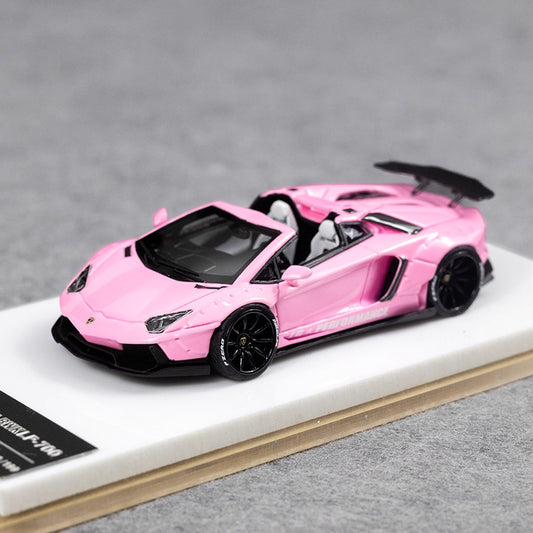 [Premium Resin Model] Fine Works 1:64 Lamborghini Aventador LP700-4 Roadster Convertible Liberty Walk Edition Pink Luminous Limited to 199 Pieces