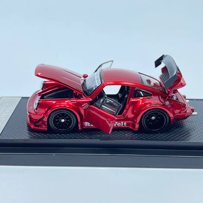 FG 1:64 RWB 930 Wide Body GT Wing Transparent Red Openable Front Rear Hoods and All Doors