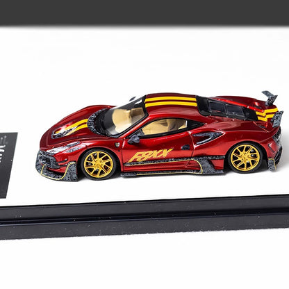 Aurora Model 1:64 Ferrari F8 F8XX Mansory Custom Metallic Red with Model Girl Figure