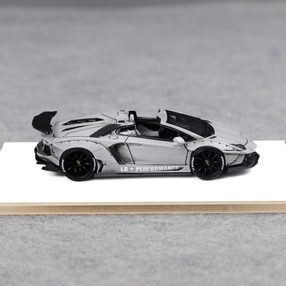 [Premium Resin Model] Fine Works 1:64 Lamborghini Aventador LP700-4 Roadster Convertible Liberty Walk Edition Combat Grey Limited to 199 Pieces