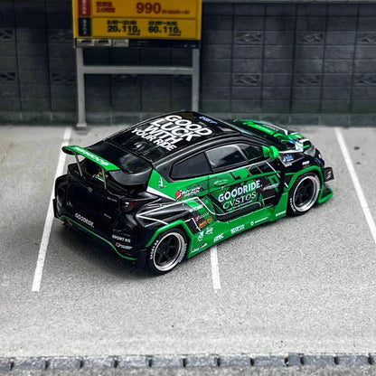 Pop Race X Enigma 1:64 Toyota GR GR Yaris Pandem Rocket Bunny Custom Goodride Green Black in Blister Packaging (PRE007)