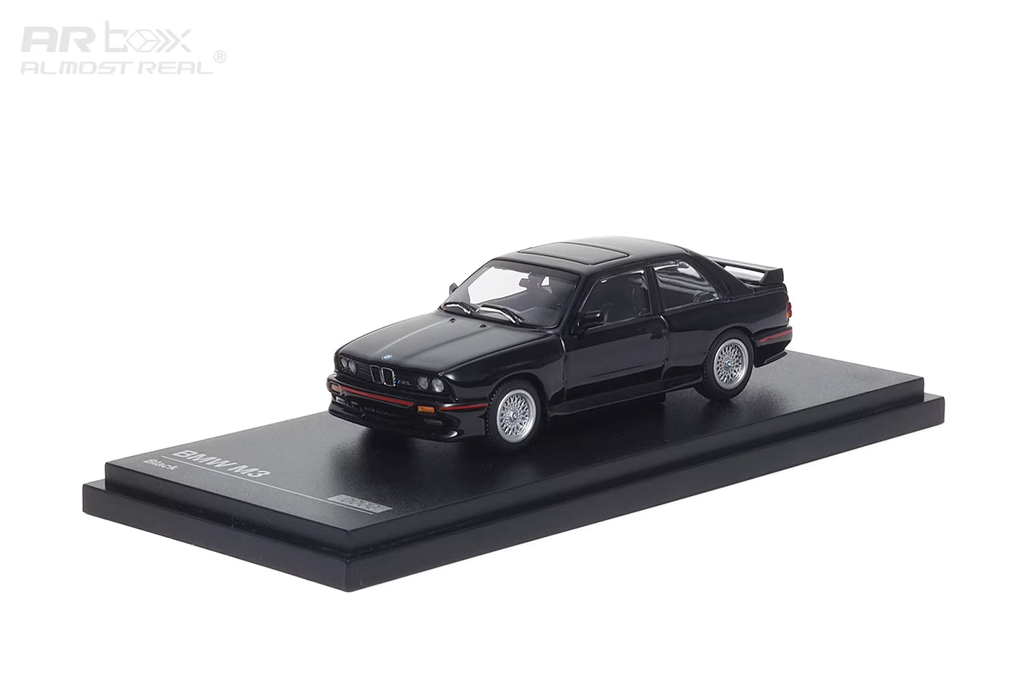 AR Box 1:64 BMW M3 MK1 E30 3 Series Sedan Black with Red Line Included Individual Numbered Collector Card BMW Official Licensed (630101001)