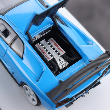 Micro Turbo 1:64 Lamborghini Diablo SV Metallic Blue CHobby Expo China 2026 Special Edition (Foldable Pop Up Head Lights + Opening Hood + Engine Part + Exhaust Details + Attachment)