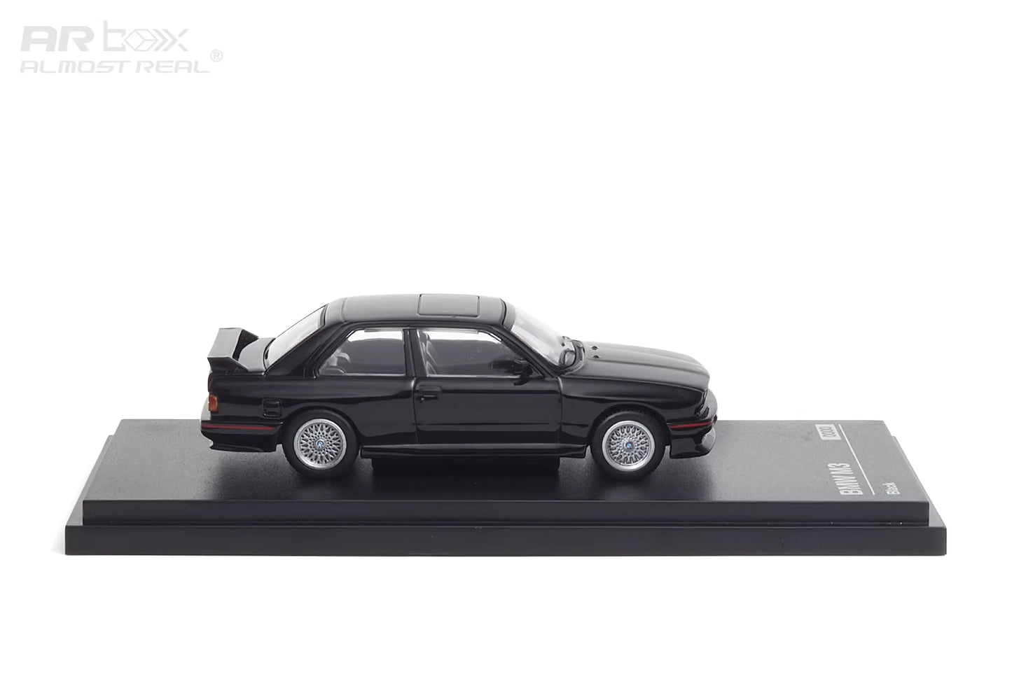 AR Box 1:64 BMW M3 MK1 E30 3 Series Sedan Black with Red Line Included Individual Numbered Collector Card BMW Official Licensed (630101001)