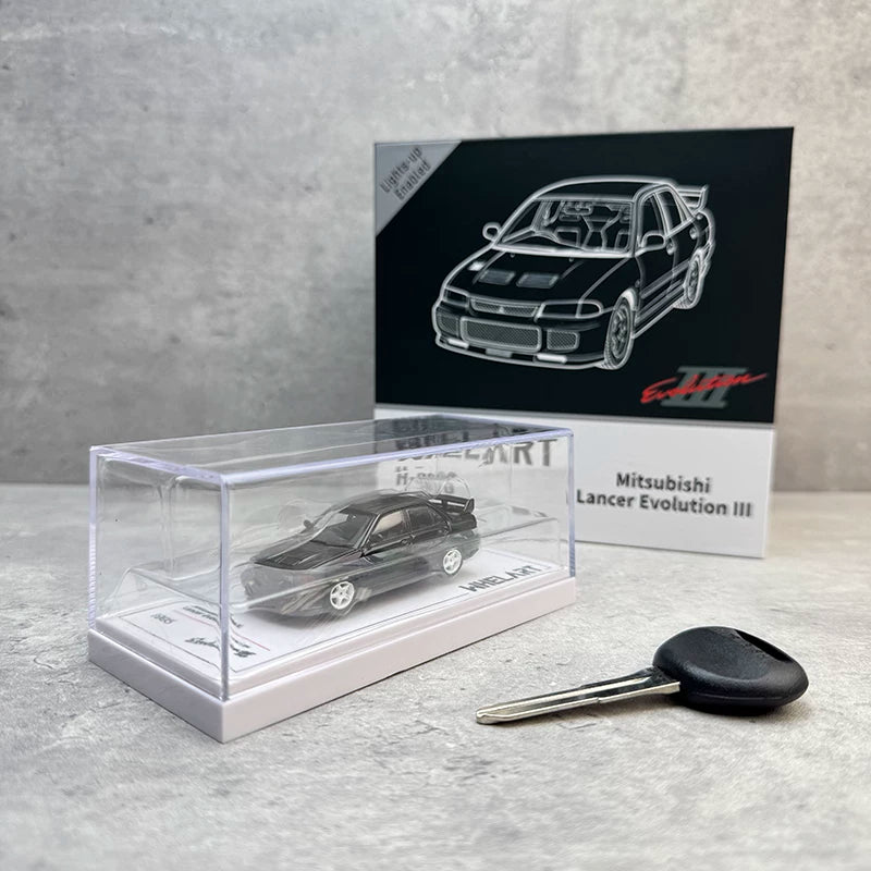Whelart 1:64 Mitsubishi Lancer Evolution III Black LED Head and Back Lights with Car Key Shape Controller in Premium Box Packaging (Official Licensed)
