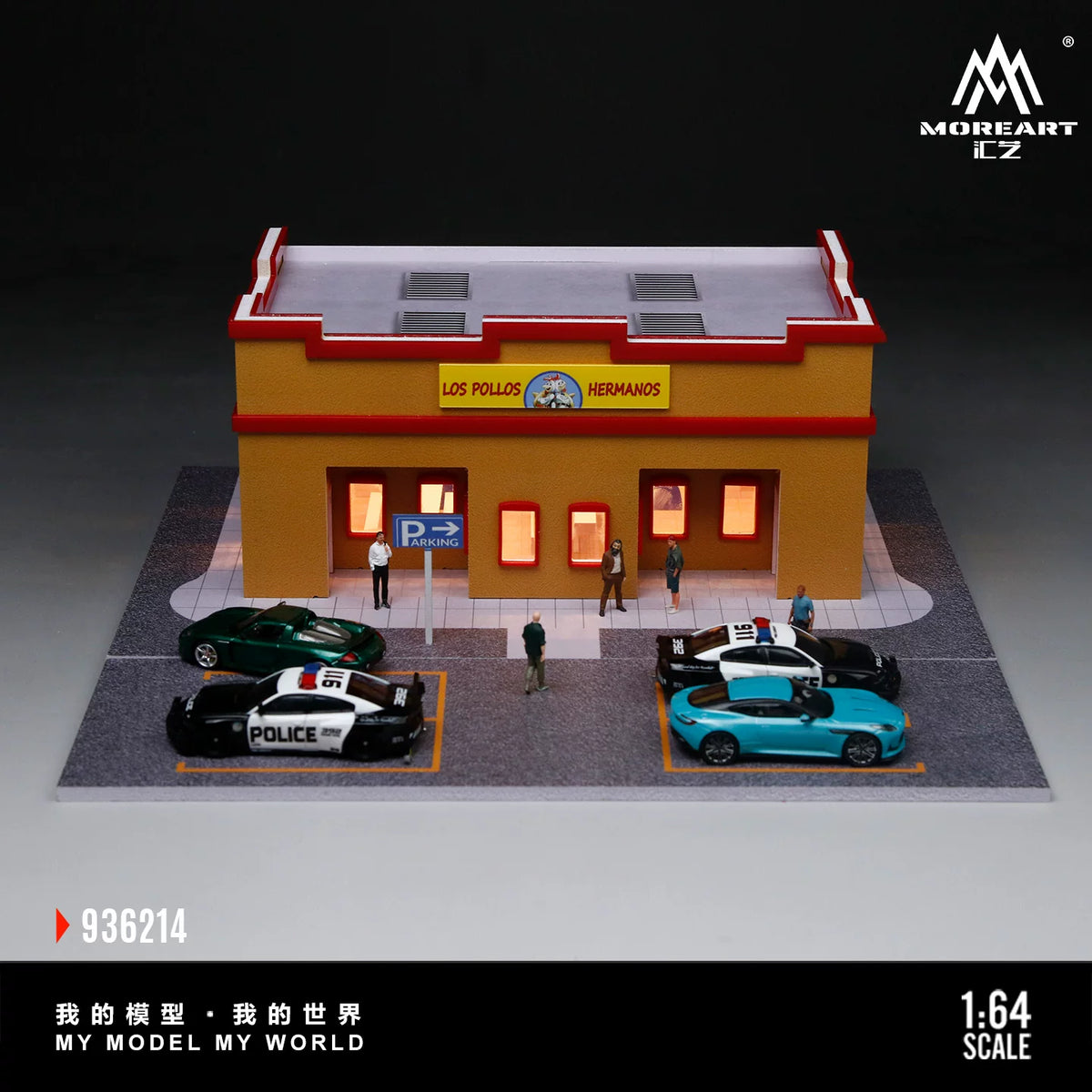 MoreArt 1:64 Los Pollos Hermanos Breaking Bad Fried Chicken Restaurant LED Light Diorama