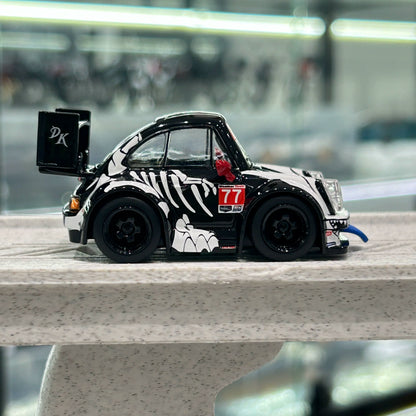 Demon King Auto 1:64 RWB 930 Skeleton Rexy Dinosaur Cute Q Car in Premium Box Packaging (Random Tongue Colour)