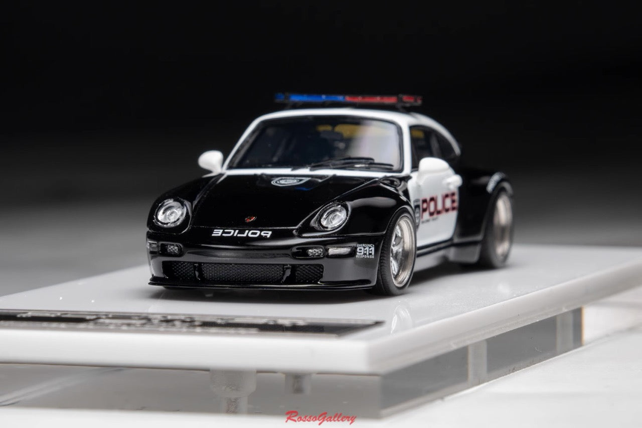 [Premium Resin Model] MY64 MY64X 1:64 Porsche Gunther Werks 993 (GW993) 400R NFS SCPD Police Limited to 299 Pieces (Rear Red and Blue LED Light) + Car Number + Individual Roof Light)