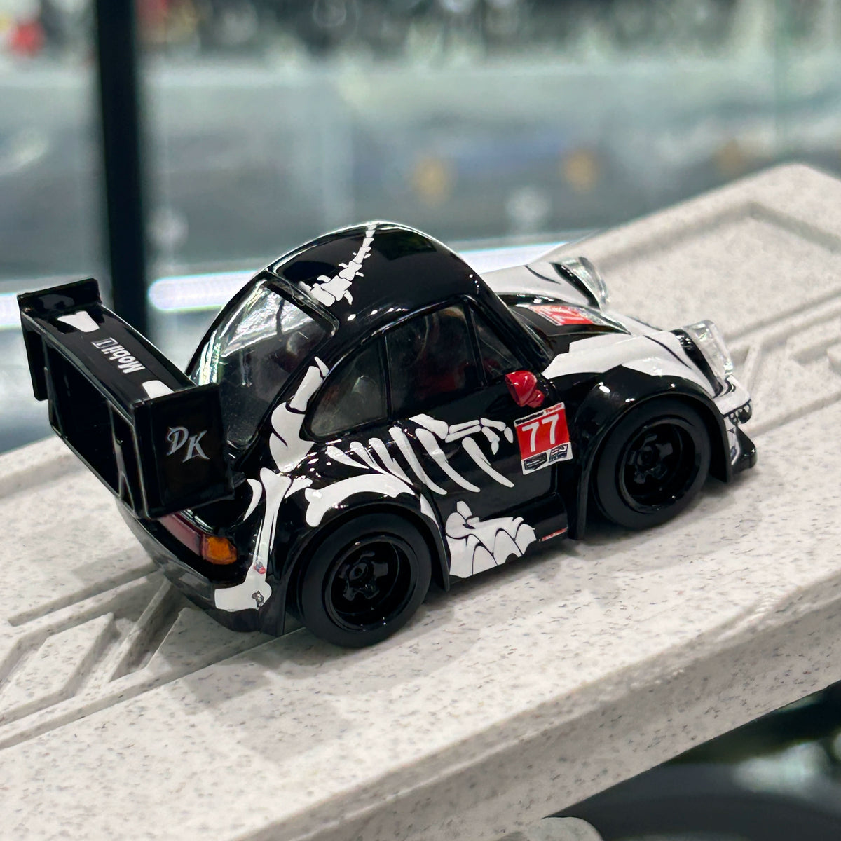 Demon King Auto 1:64 RWB 930 Skeleton Rexy Dinosaur Cute Q Car in Premium Box Packaging (Random Tongue Colour)