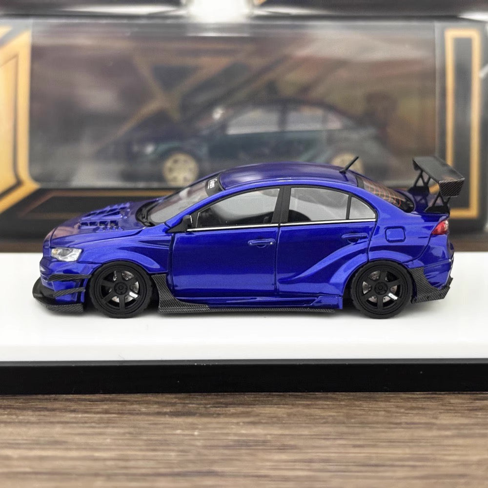 [Premium Resin Model] 404 Error 1:64 Mitsubishi Lancer Evolution EVO X 10 Varis Wide Body Custom Metal Body Kit and Spoiler Candy Blue Limited 199 Pieces
