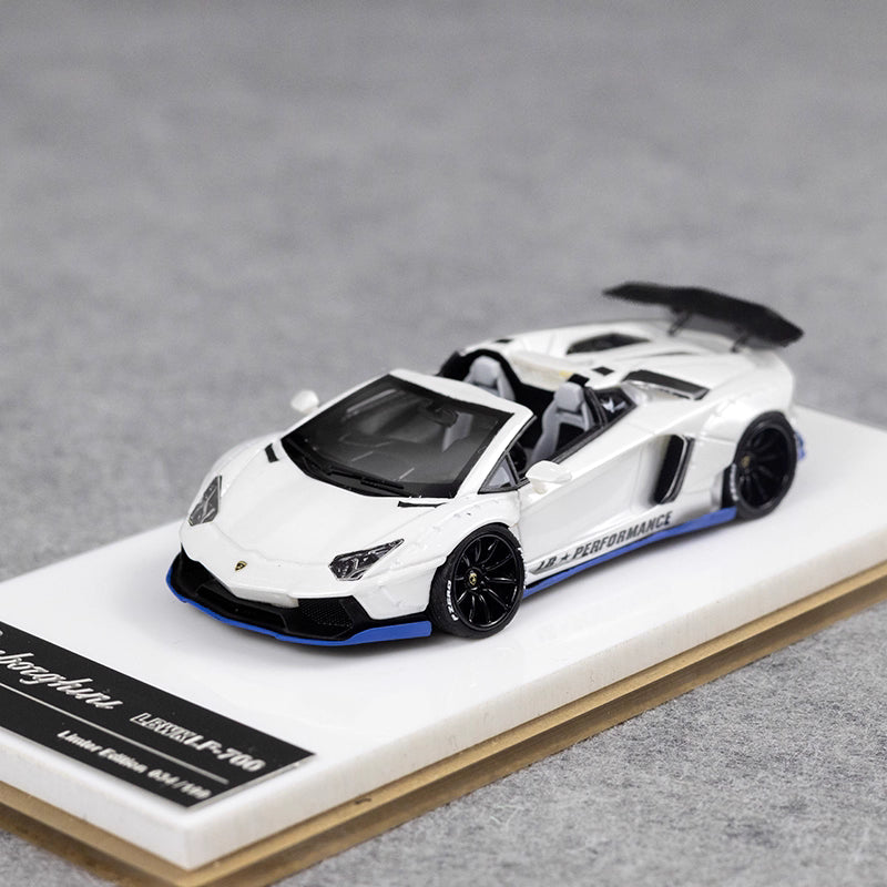 [Premium Resin Model] Fine Works 1:64 Lamborghini Aventador LP700-4 Roadster Convertible Liberty Walk Edition Pearl White Limited to 199 Pieces